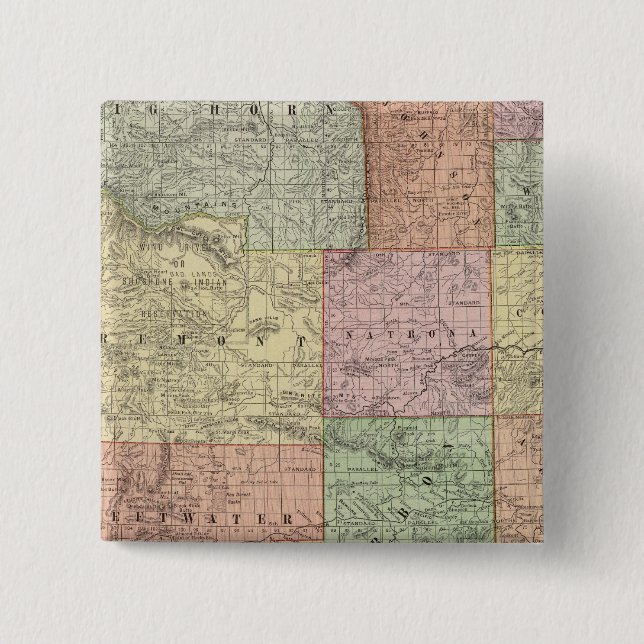 Wyoming 3 2 inch square button (Front)