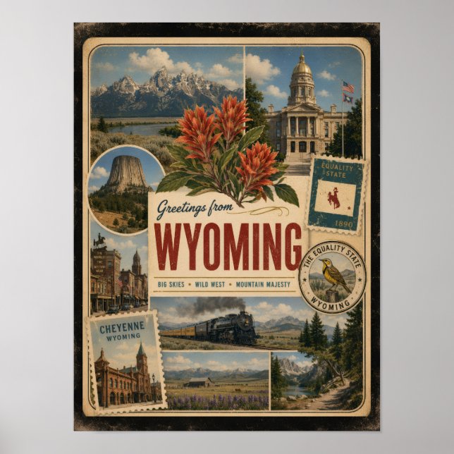Wyoming Authentic Vintage Style Poster (Front)