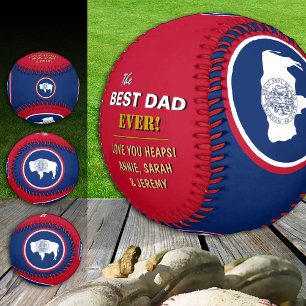 Wyoming Best Dad, patriotic USA, Wyoming Flag Baseball