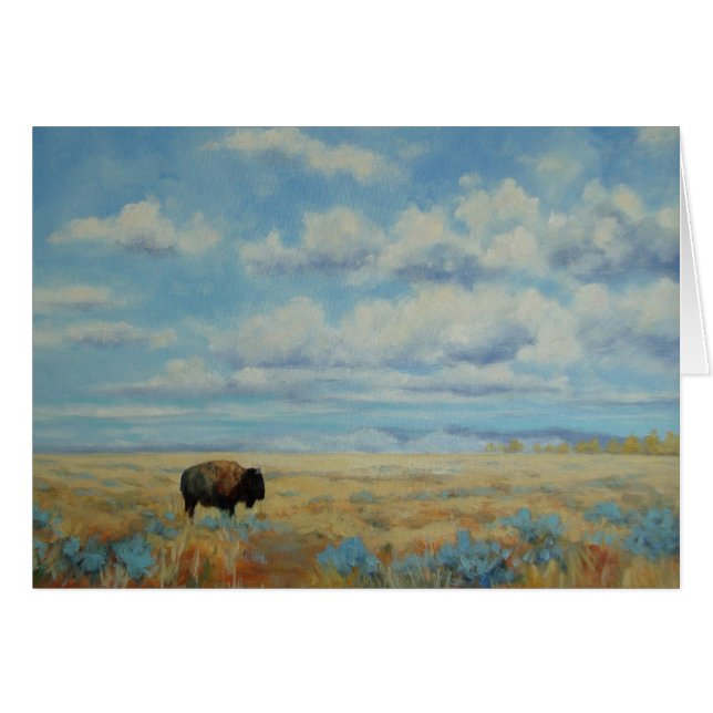 Wyoming Bison Fine Art All Occasion Greeting Card (Front Horizontal)