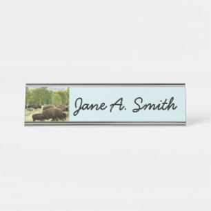 Wyoming Bison Nature Animal Photography Desk Name Plate