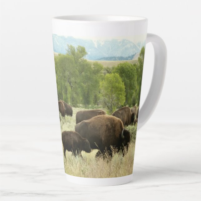 Wyoming Bison Nature Animal Photography Latte Mug (Right Angle)