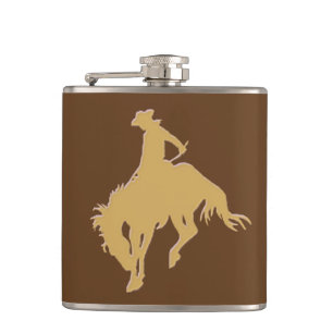Wyoming Bucking Horse Gold Hip Flask