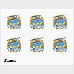 Wyoming Cartoon logo Classic Round Sticker