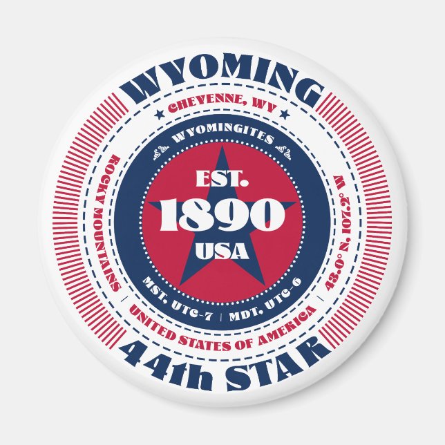 Wyoming Circle Typography Souvenir Magnet (Front)