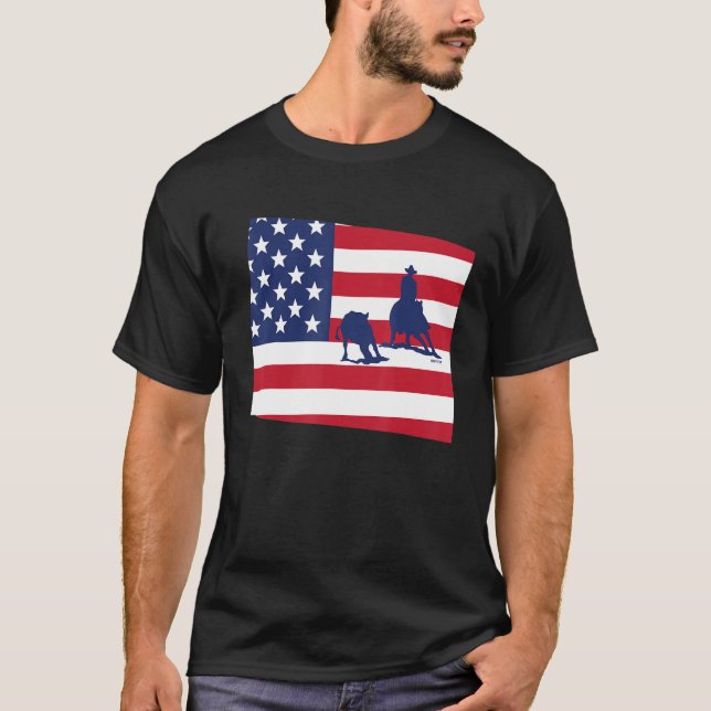 Wyoming Cutting Horse Usa T-Shirt (Front)