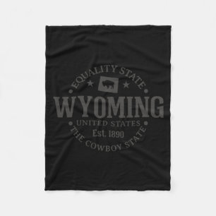 Wyoming Equality State Est 1890 Vintage Cowboy Sta Fleece Blanket