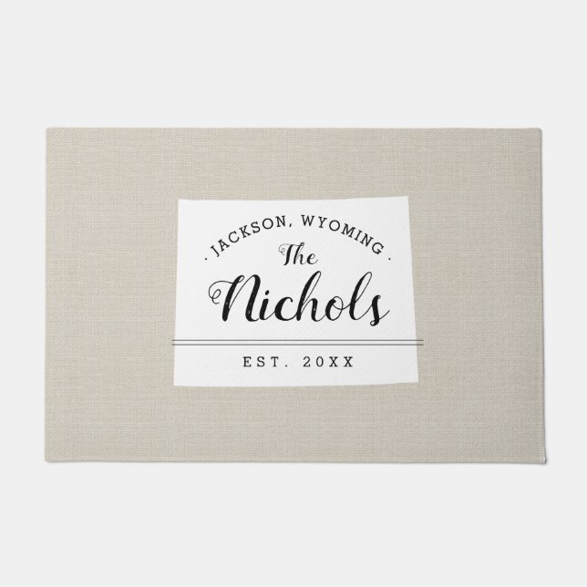 Wyoming Family Monogram State Doormat (Front)