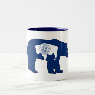 Wyoming Flag Bear Two-Tone Coffee Mug