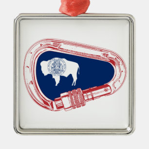 Wyoming Flag Climbing Carabiner Metal Ornament