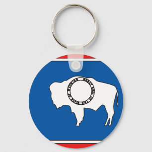 Wyoming Flag Map Keychain