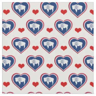 Wyoming Flag & Red Heart fashion Fabric / USA