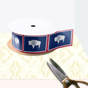 Wyoming Flag ribbon, USA, Wyoming fashion /sports Satin Ribbon