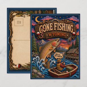 Wyoming Gone Fishing Yellowstone Cutthroat Trout Postcard