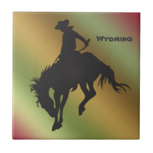 Wyoming Gradient Bucking Horse Tile