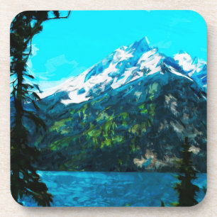 Wyoming Grand Teton Mountains Abstract Coaster
