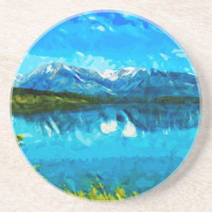 Wyoming Grand Teton Mountains Abstract Coaster