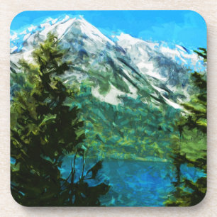 Wyoming Grand Teton Mountains Abstract Coaster
