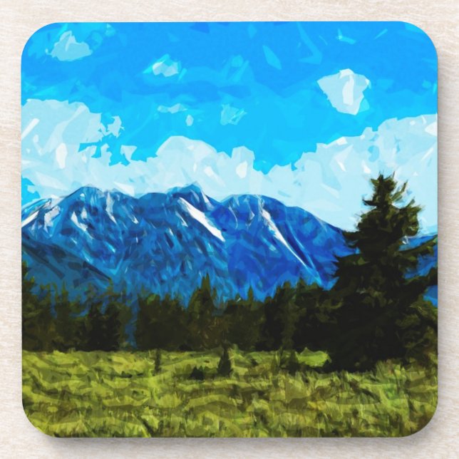 Wyoming Grand Teton Mountains Abstract Coaster (Front)