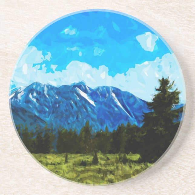 Wyoming Grand Teton Mountains Abstract Coaster (Front)