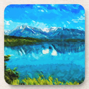 Wyoming Grand Teton Mountains Abstract Coaster