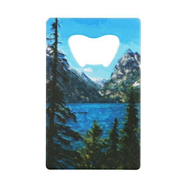 Wyoming Grand Teton Mountains Abstract Wallet Bottle Opener (Front)