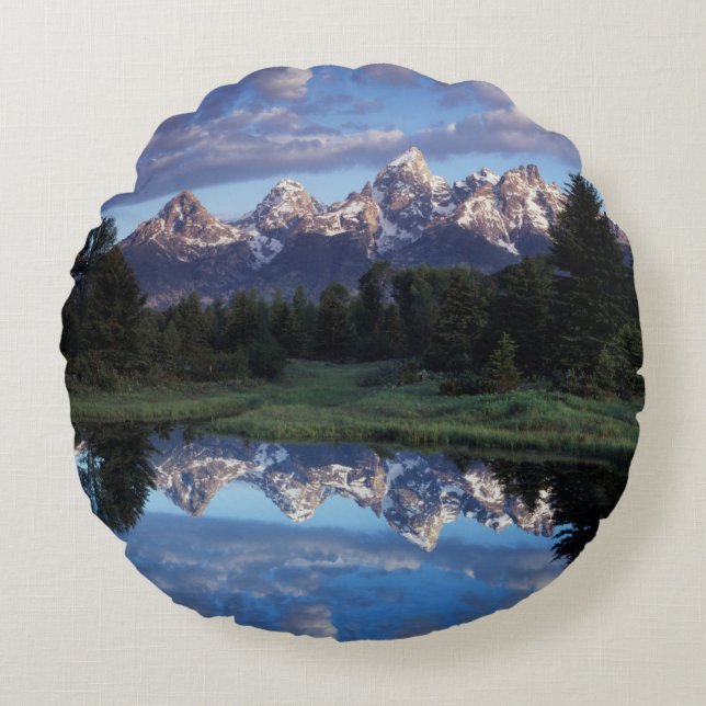 Wyoming, Grand Teton National Park 4 Round Pillow (Front)