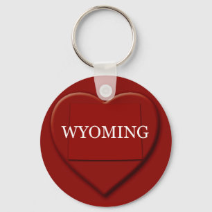 Wyoming Heart Map Keychain