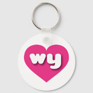 Wyoming hot pink heart - I love wy Keychain