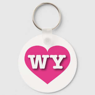 Wyoming Hot Pink Heart - I love WY Keychain