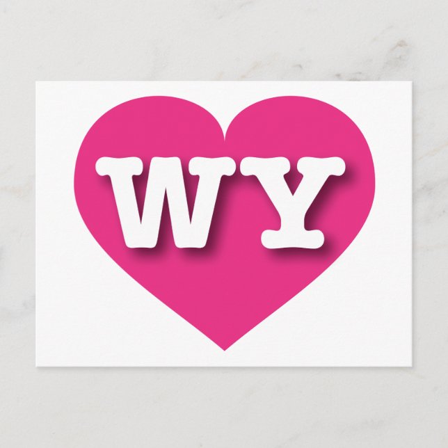Wyoming Hot Pink Heart - I love WY Postcard (Front)