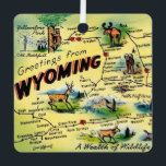 Wyoming Map Ornament<br><div class="desc">It's a vintage,  retro postcard map of Wyoming repurposed as an ornament.</div>