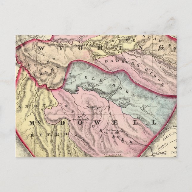Wyoming, McDowell counties Postcard (Front)