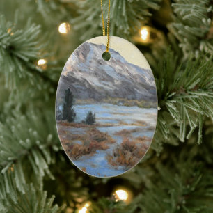 Wyoming Mountain Fine Art Christmas Ornament