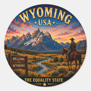 Wyoming Mountain Wilderness Escape 🟡 Classic Round Sticker