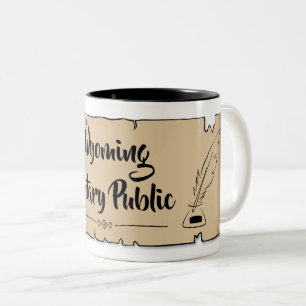Wyoming Notary Public Scroll Feather Quill Two-Tone Coffee Mug