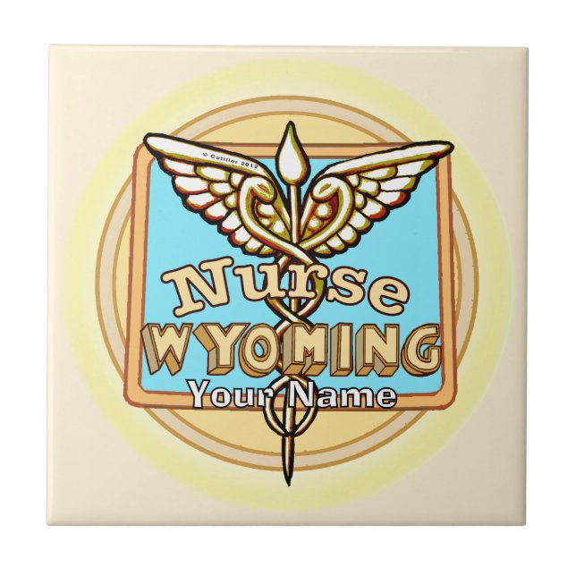 Wyoming Nurse Caduceus Tile (Front)