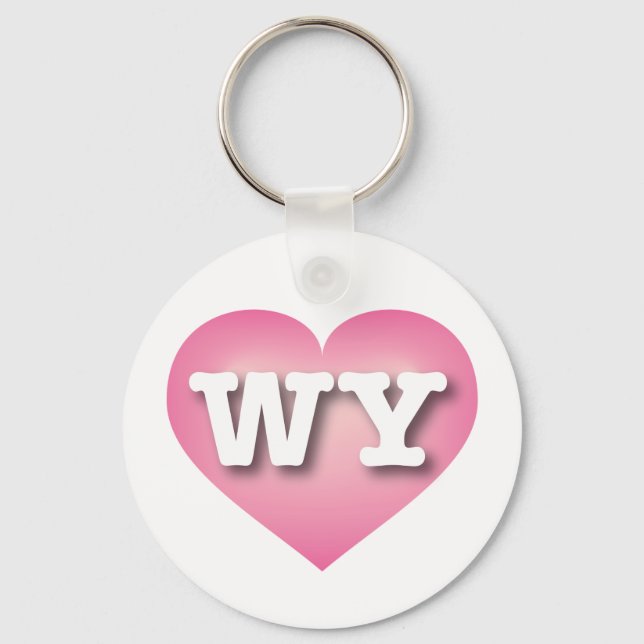 Wyoming Pink Fade Heart - I love WY Keychain (Front)