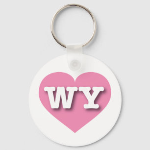 Wyoming Pink Heart - I love WY Keychain