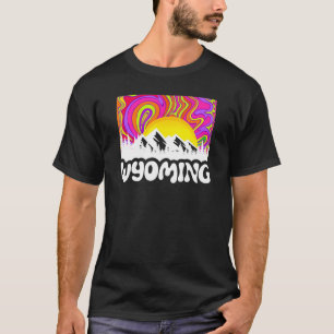 Wyoming Retro Vintage Outdoors Mountain Graphic De T-Shirt