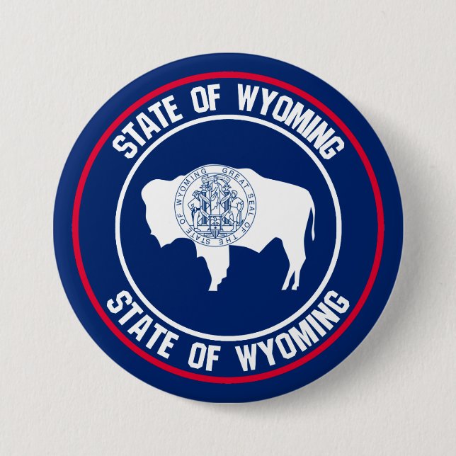 Wyoming Round Emblem 3 Inch Round Button (Front)