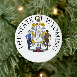 Wyoming sign ceramic ornament