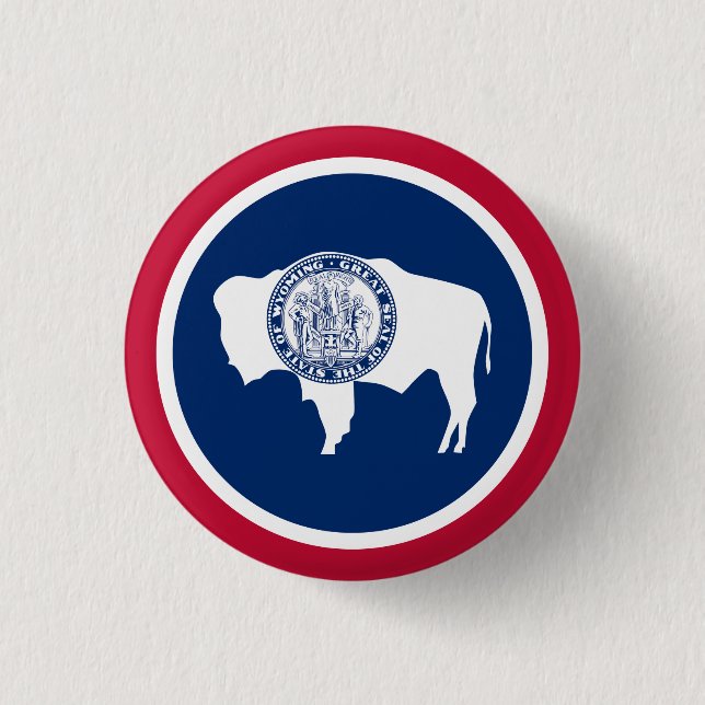 Wyoming State Flag 1 Inch Round Button (Front)