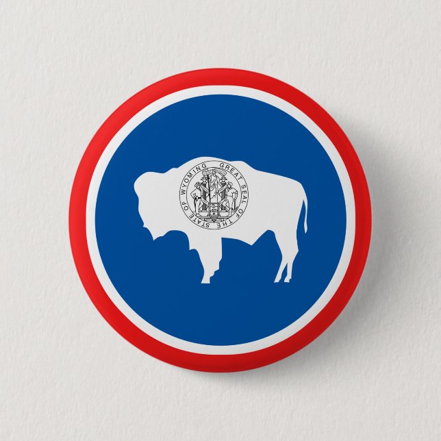 Wyoming State Flag 2 Inch Round Button (Front)