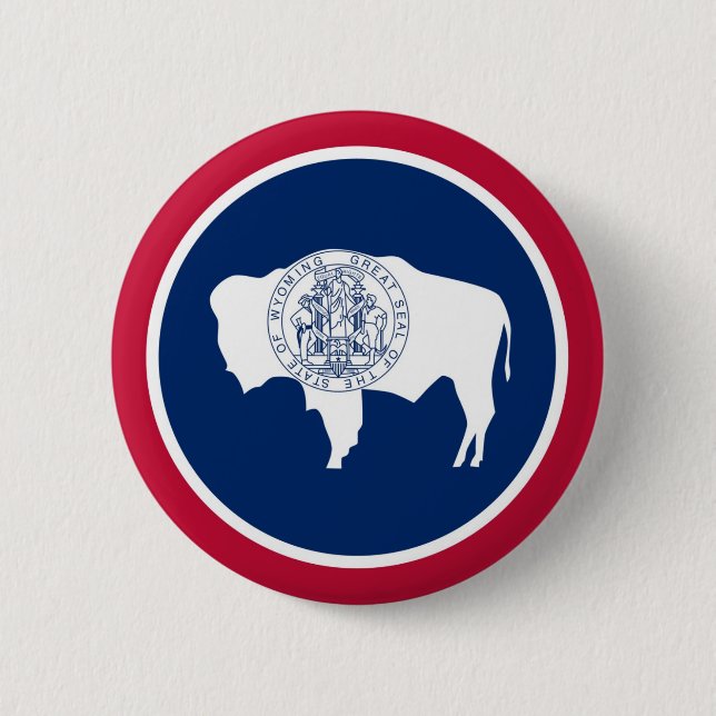 Wyoming State Flag 2 Inch Round Button (Front)