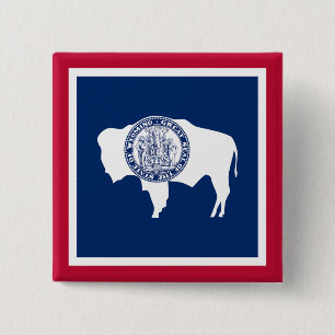 Wyoming State Flag 2 Inch Square Button