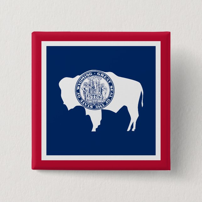 Wyoming State Flag 2 Inch Square Button (Front)