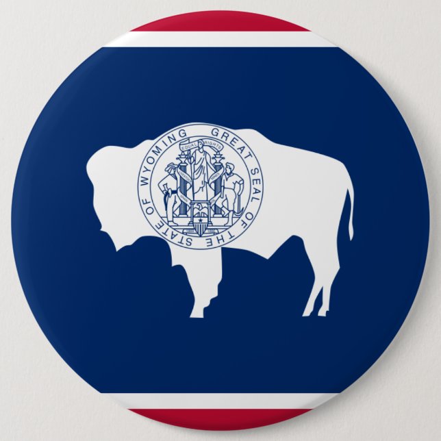 Wyoming State Flag 6 Inch Round Button (Front)