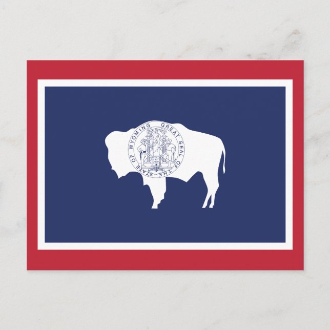 Wyoming State Flag Bison Red Border Postcard (Front)