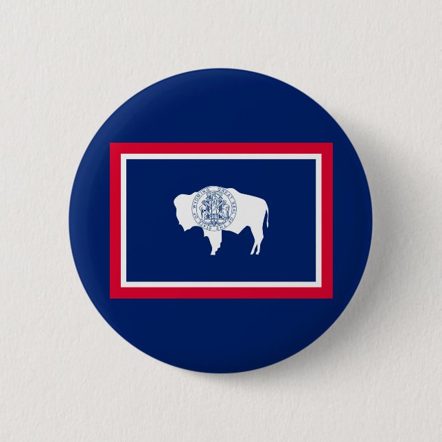 Wyoming State Flag Design 2 Inch Round Button (Front)